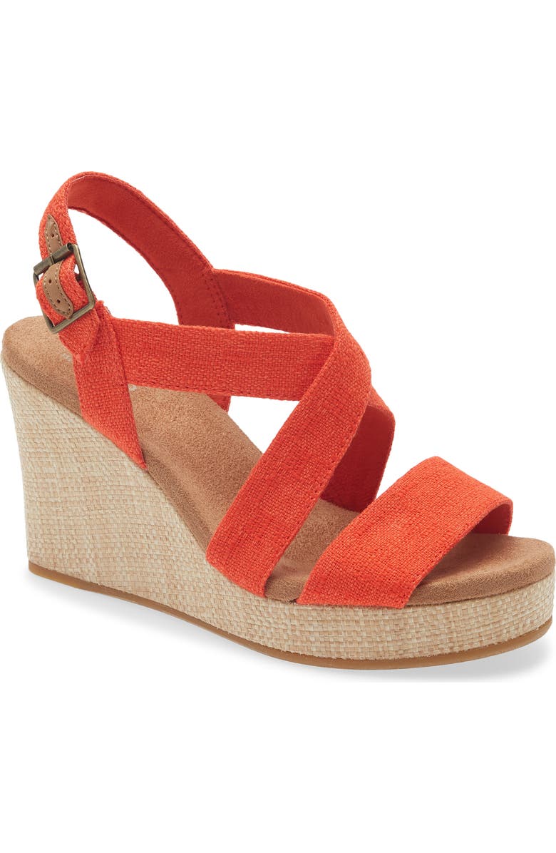 TOMS Alondra Wedge Sandal, Main, color, Red