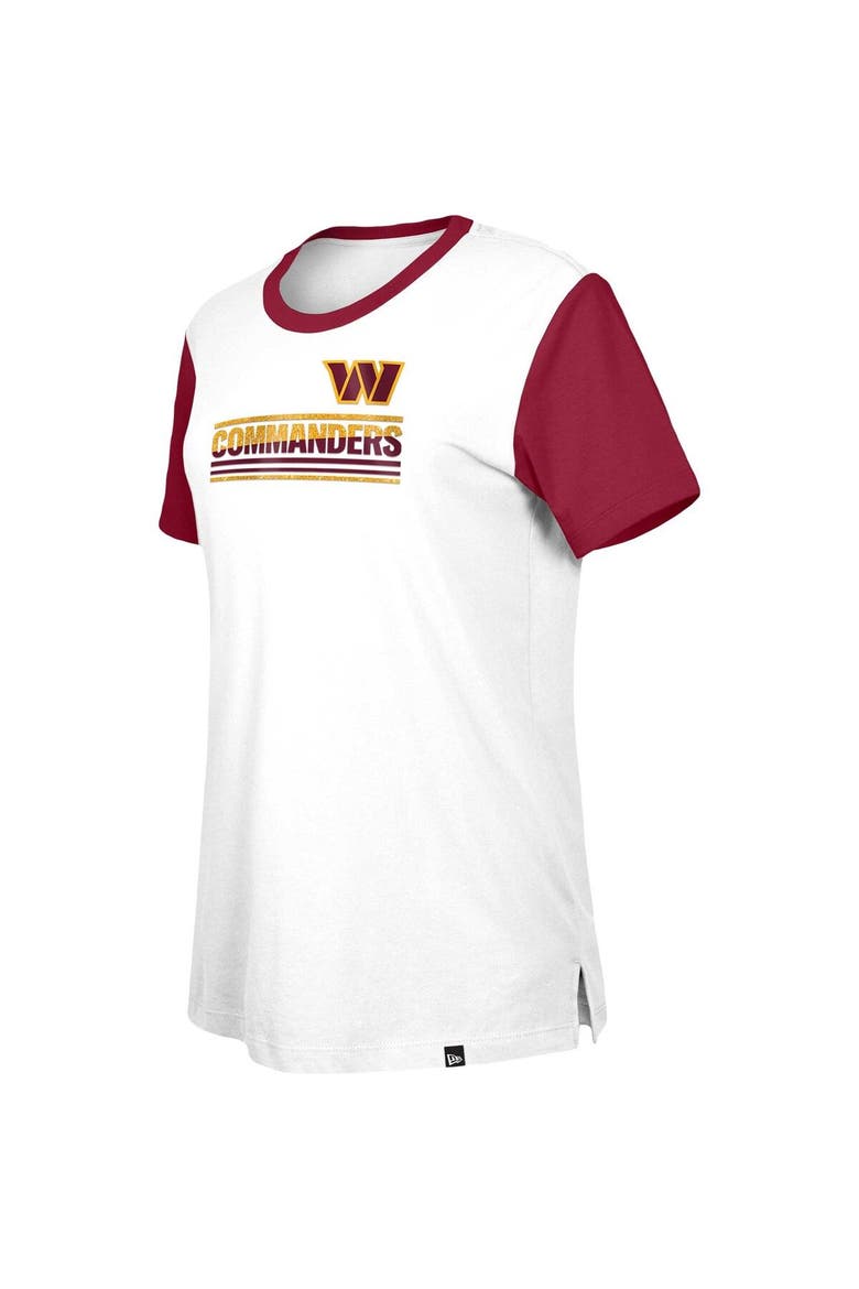 Women's New Era  White/Burgundy Washington Commanders Third Down Colorblock T-Shirt, Alternate, color, White