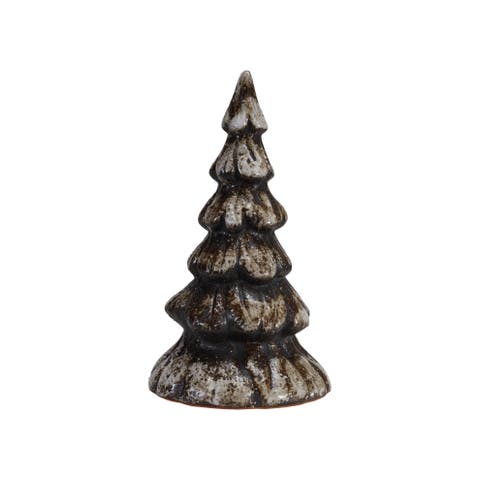 Stoneware Tree in Reactive Glaze, Matte Brown