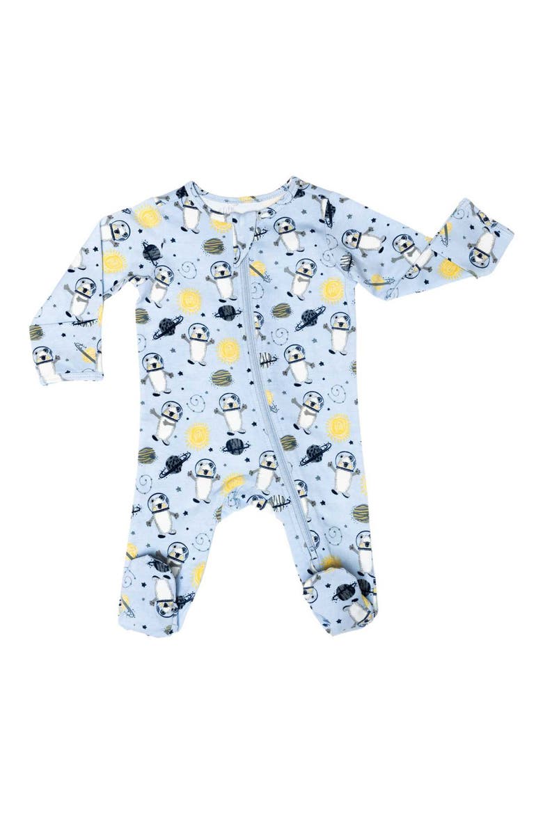 Organic Cotton Zip Footie in Space Bears, Main, color, LIGHT BLUE
