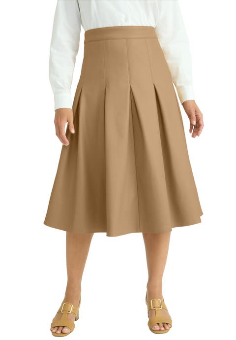 Faux Leather Pleated Midi Skirt (Plus Available)