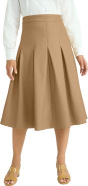 Jessica London Faux Leather Pleated Midi Skirt