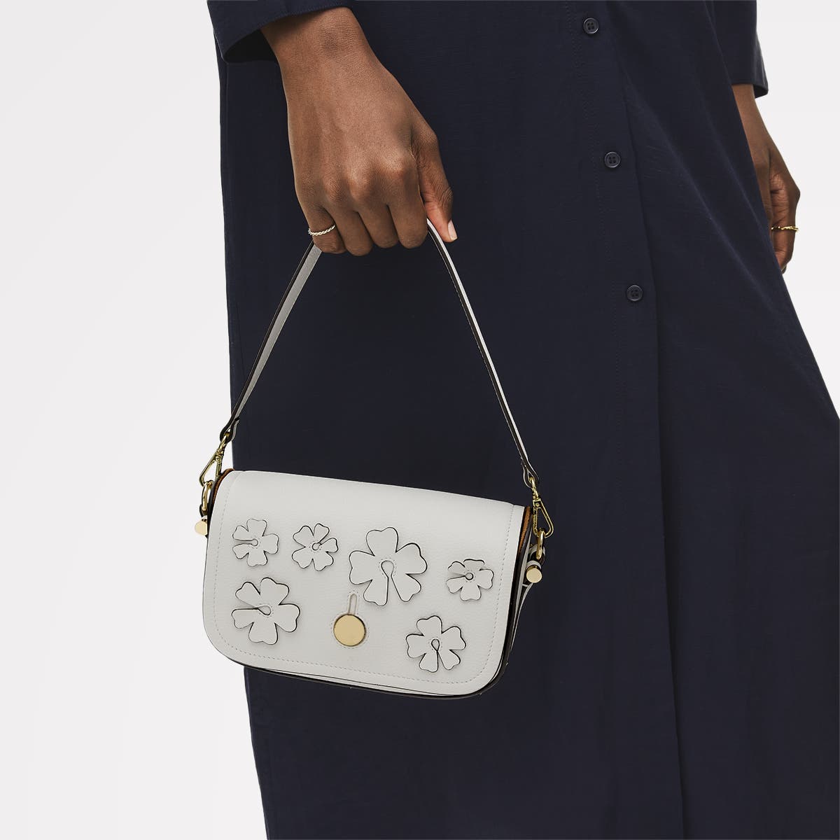 Radley Bathurst Mews - Cutwork Floral Small Flapover Crossbody Bag, Alternate, color, Chalk