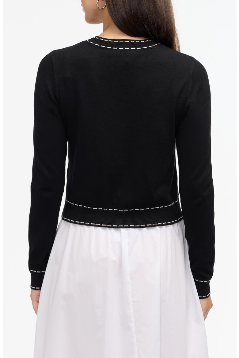 Contrast Trim Sweater Knit Cardigan, Alternate, color, BLACK