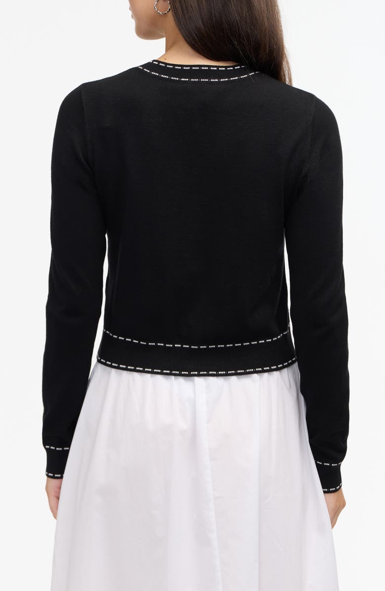 Ellen Tracy Contrast Trim Sweater Knit Cardigan, Alternate, color, 