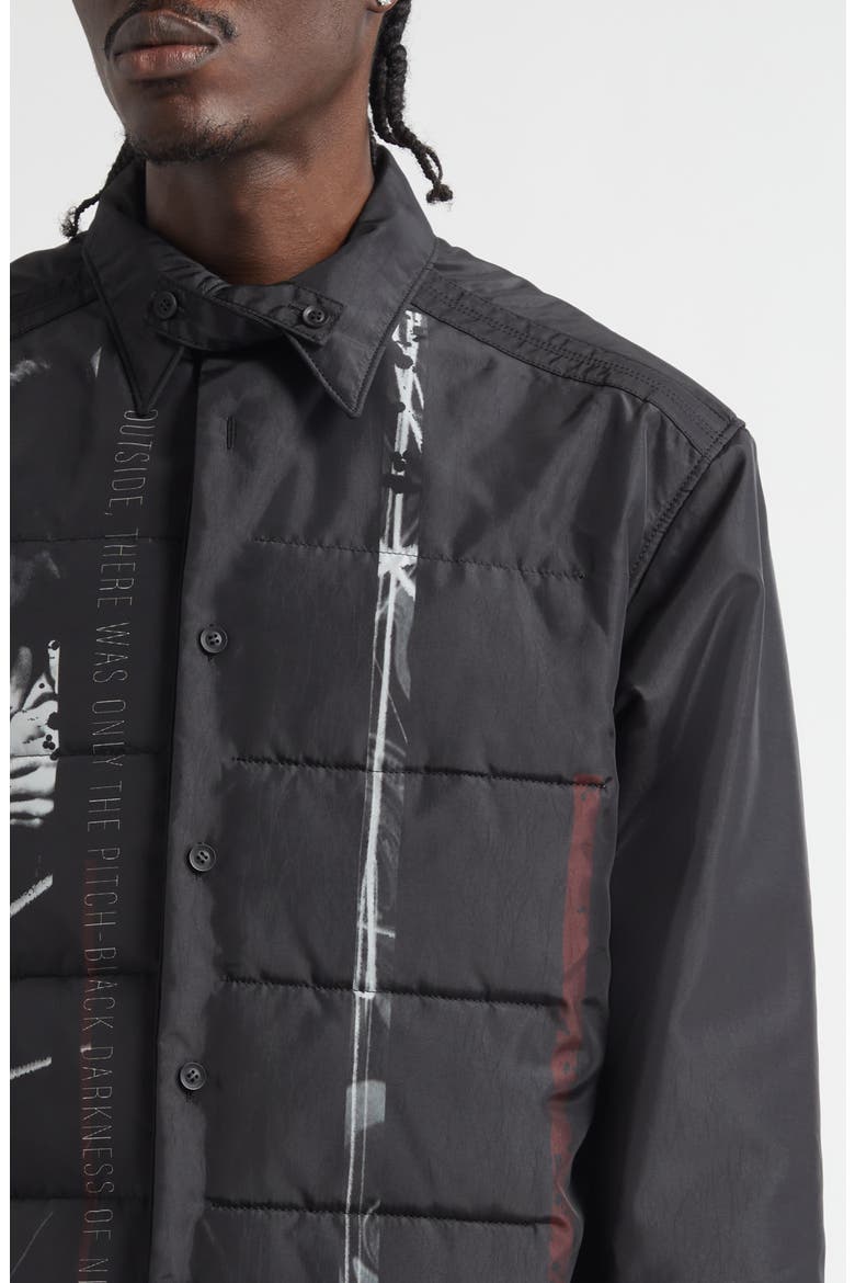 Tobacco Print Double Layer Padded Jacket, Alternate, color, BLACK