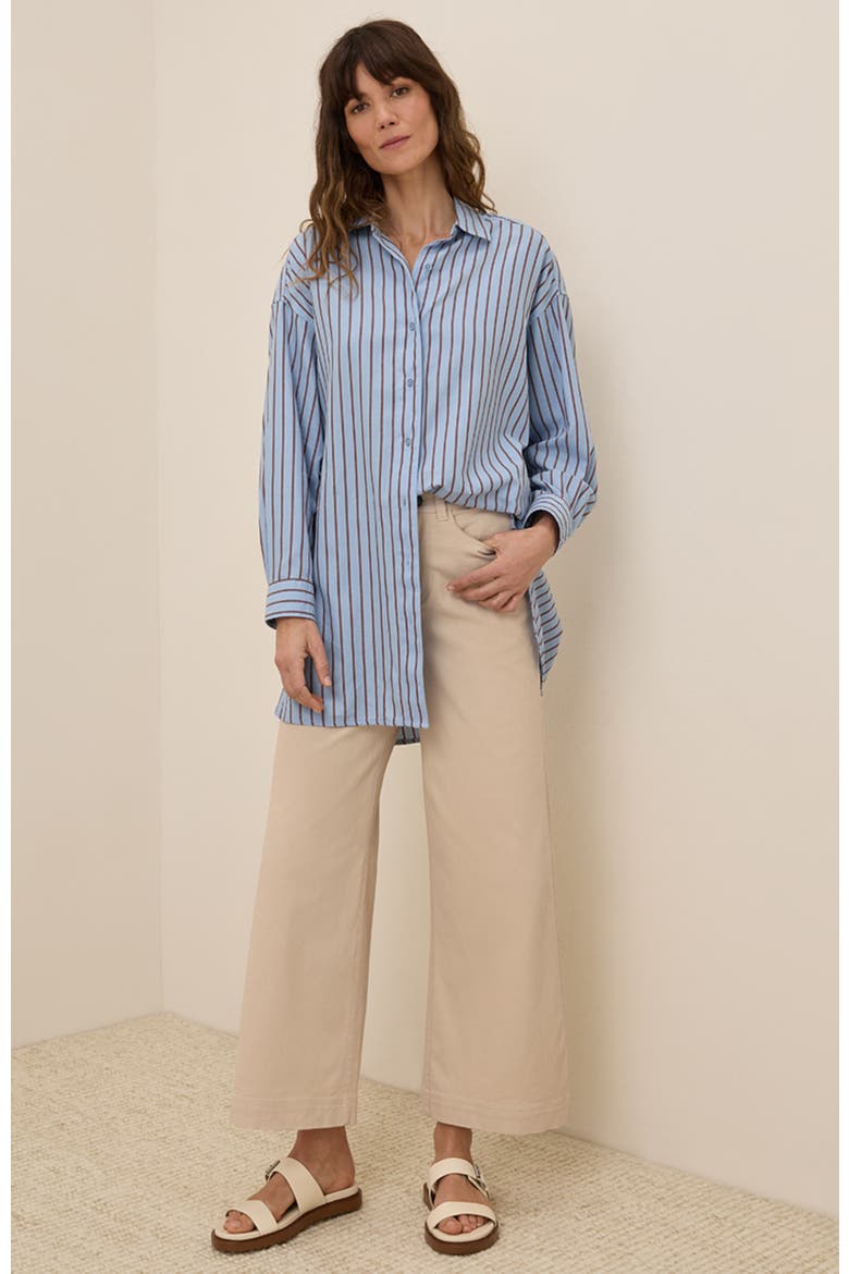 Organic Cotton Sunset Lightweight Cotton Oversized Shirt, Alternate, color, Del Mar Stripe