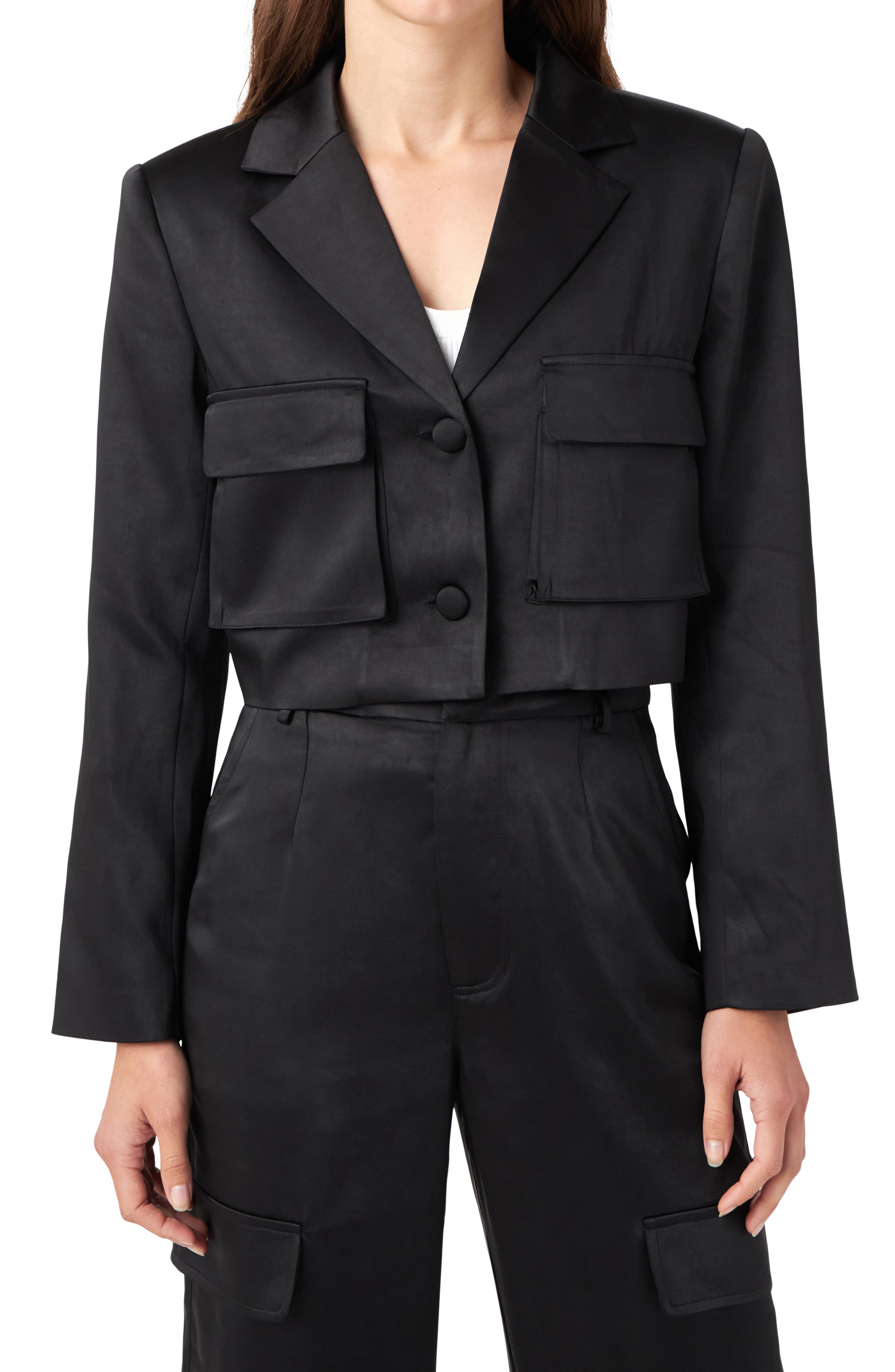 Crop Satin Blazer