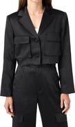 English Factory Crop Satin Blazer