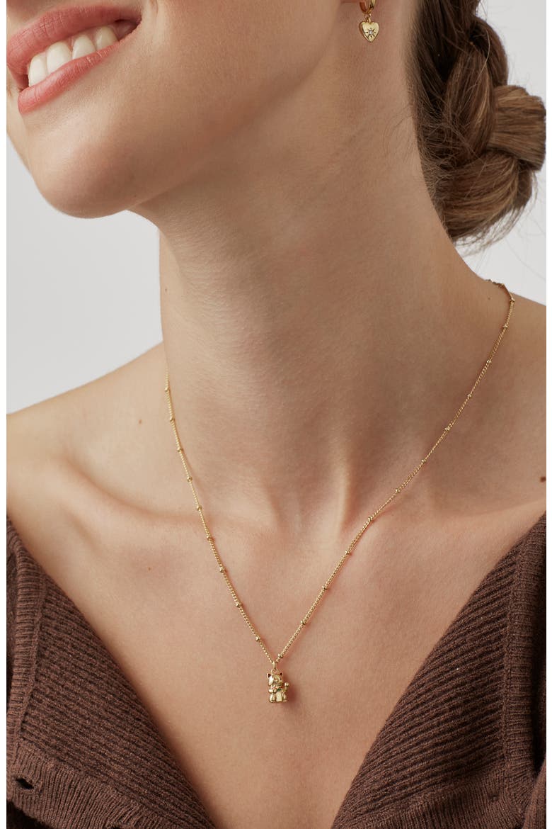 Lucky Cat Pendant Necklace, Alternate, color, GOLD