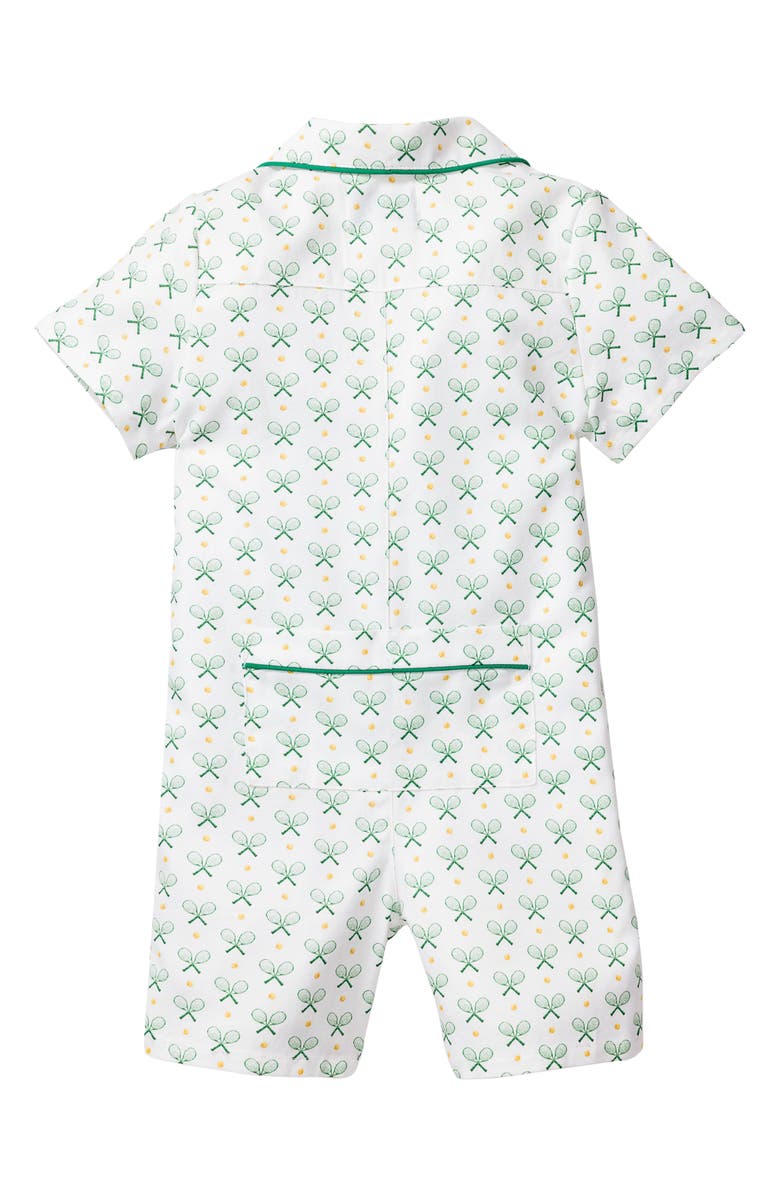 Petite Plume Piped Cotton Blend One-Piece Pajamas, Alternate, color, Green