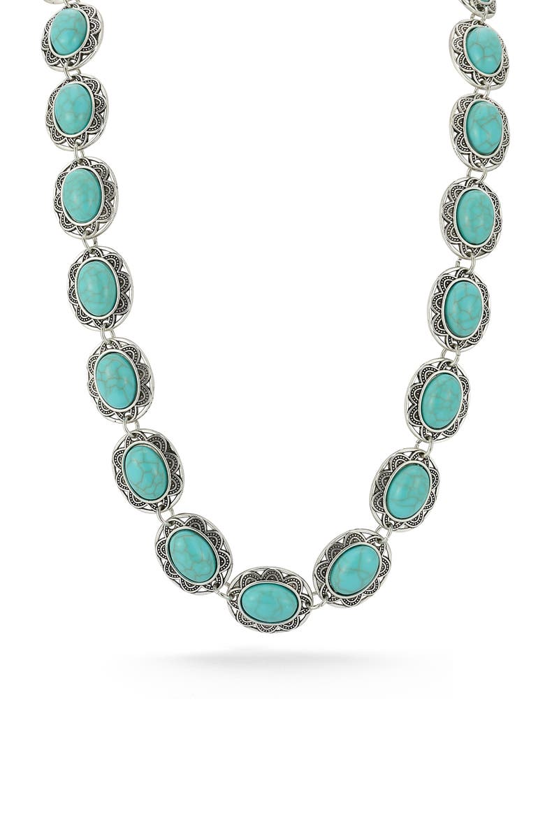 Faux Turquoise Necklace, Main, color, SILVER