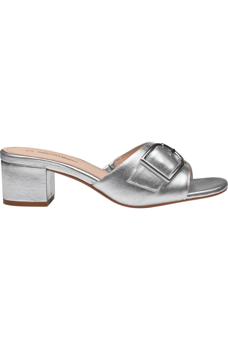 Johnston & Murphy Edith Buckle Slide Sandal, Alternate, color, Silver Metallic Sheepskin