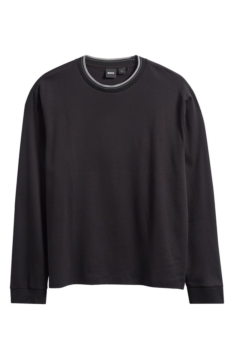 BOSS Talley Cotton Crewneck Top, Alternate, color, Black