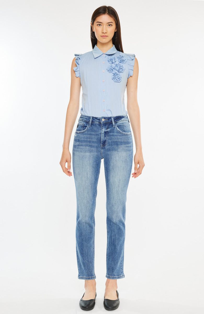 KanCan Maddy Essentials High Rise Slim Straight Leg Jeans, Main, color, Medium Wash