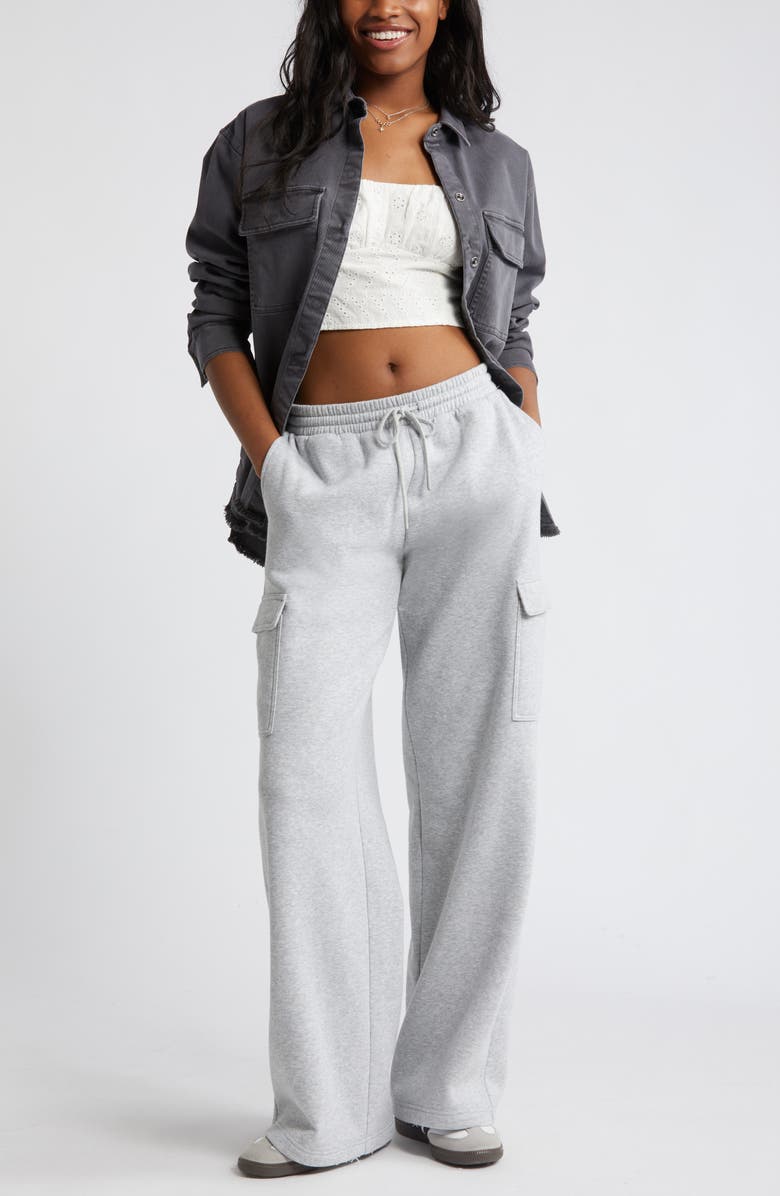 BP. Frayed Oversize Twill Workwear Shirt, Alternate, color,