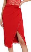 Popilush Shapewear Slimming Lace Trim Midi Wrap Skirt
