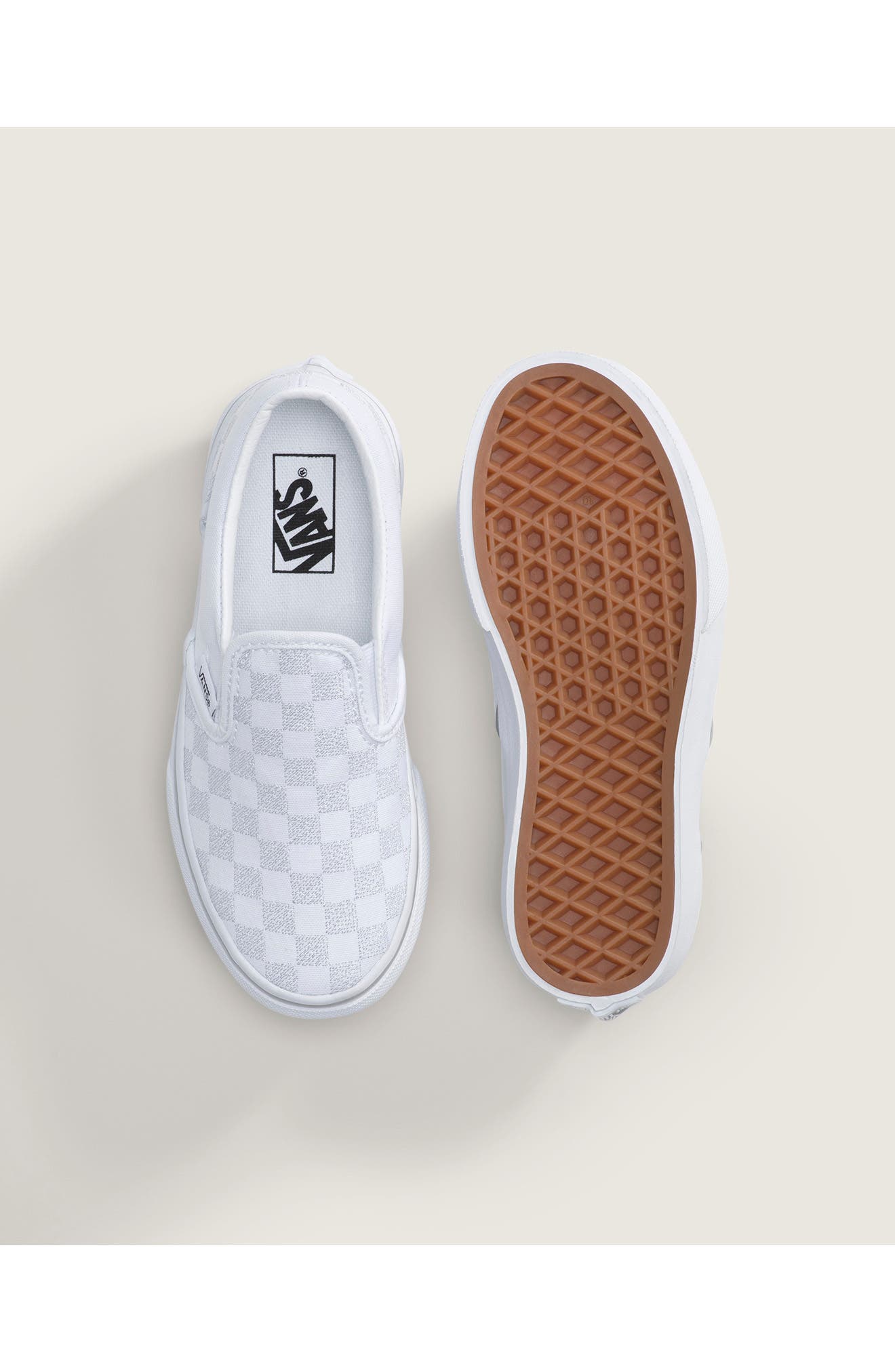 Vans Kids
 Classic Metallic Slip-On Sneaker, Alternate, color, Metallic Checkrboard Silver