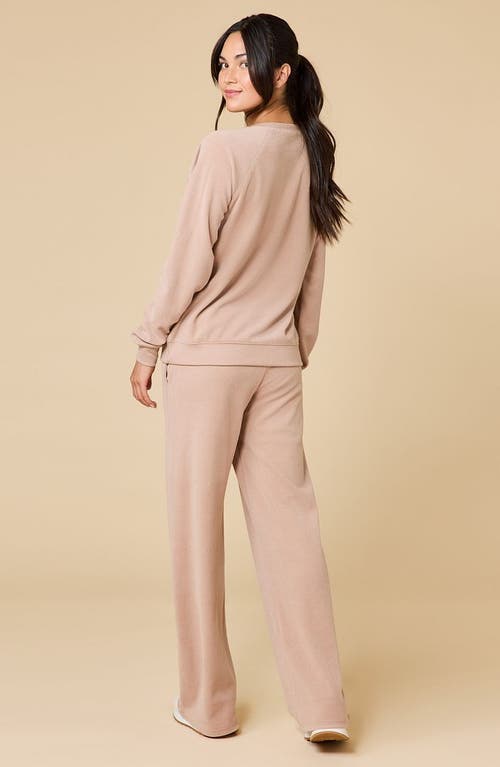 Softies Vintage Velvet Crewneck With Pintuck Pant In Pink