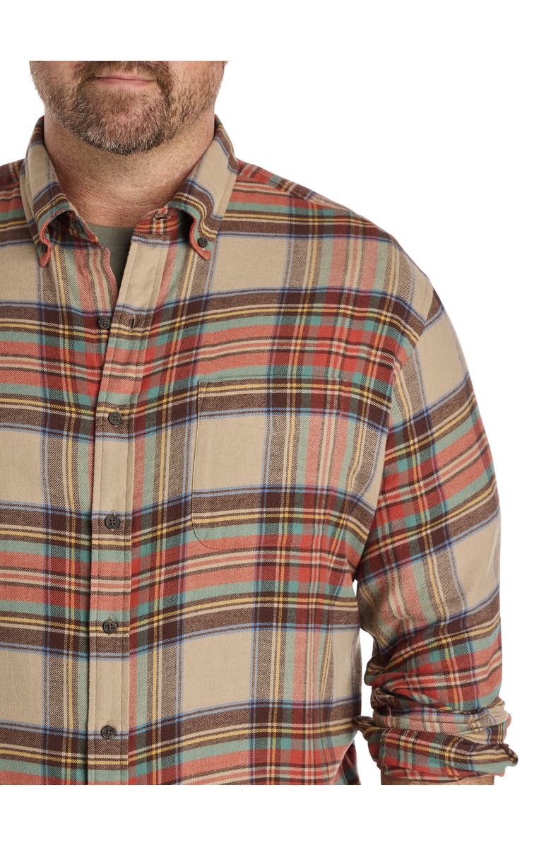 Harbor Bay by DXL Big & Tall Large Plaid Flannel Sport Shirt, Alternate, color, Brown Multi