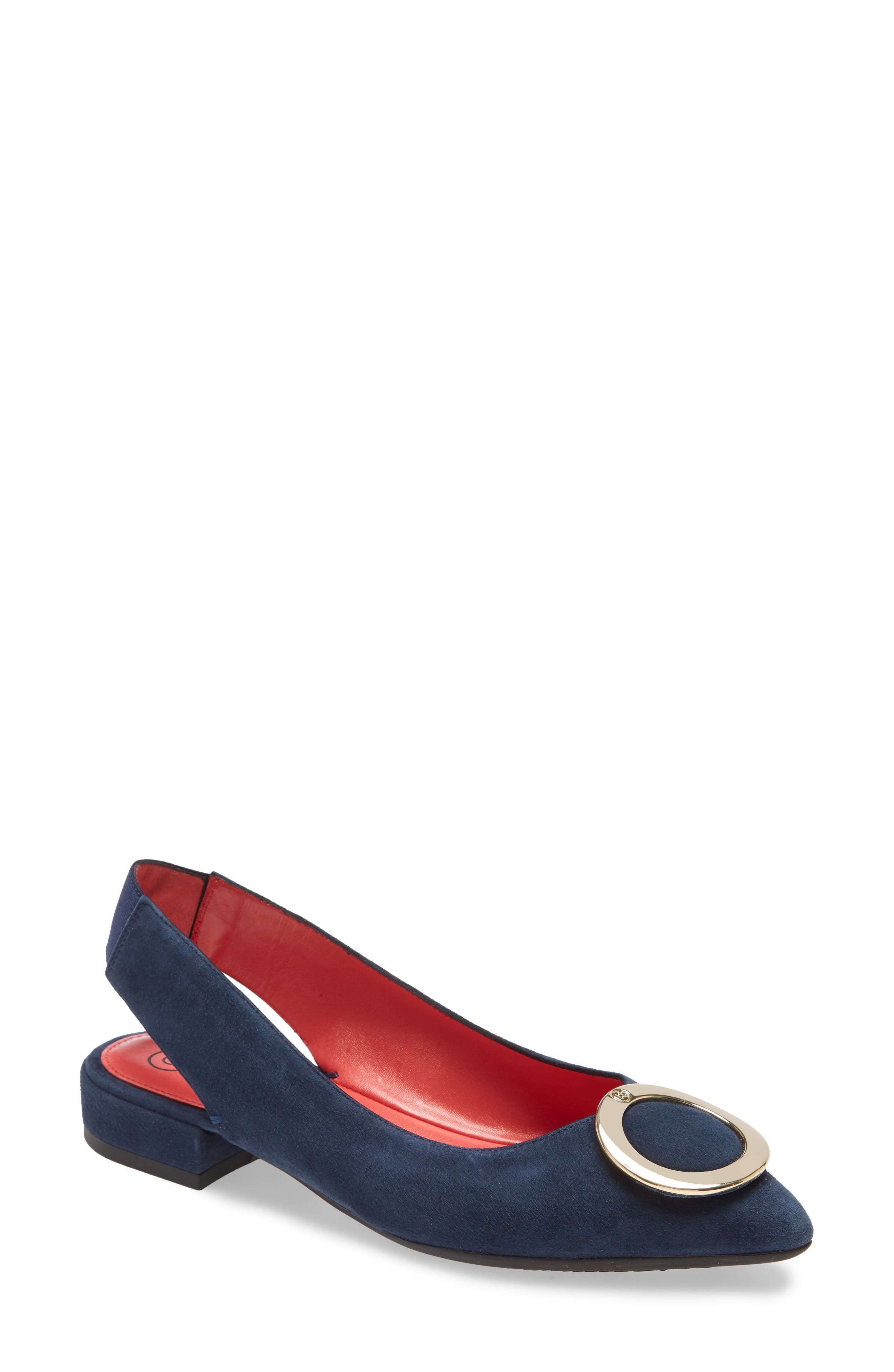 Pas de Rouge Janet Slingback Pointy Toe Flat, Main, color, 