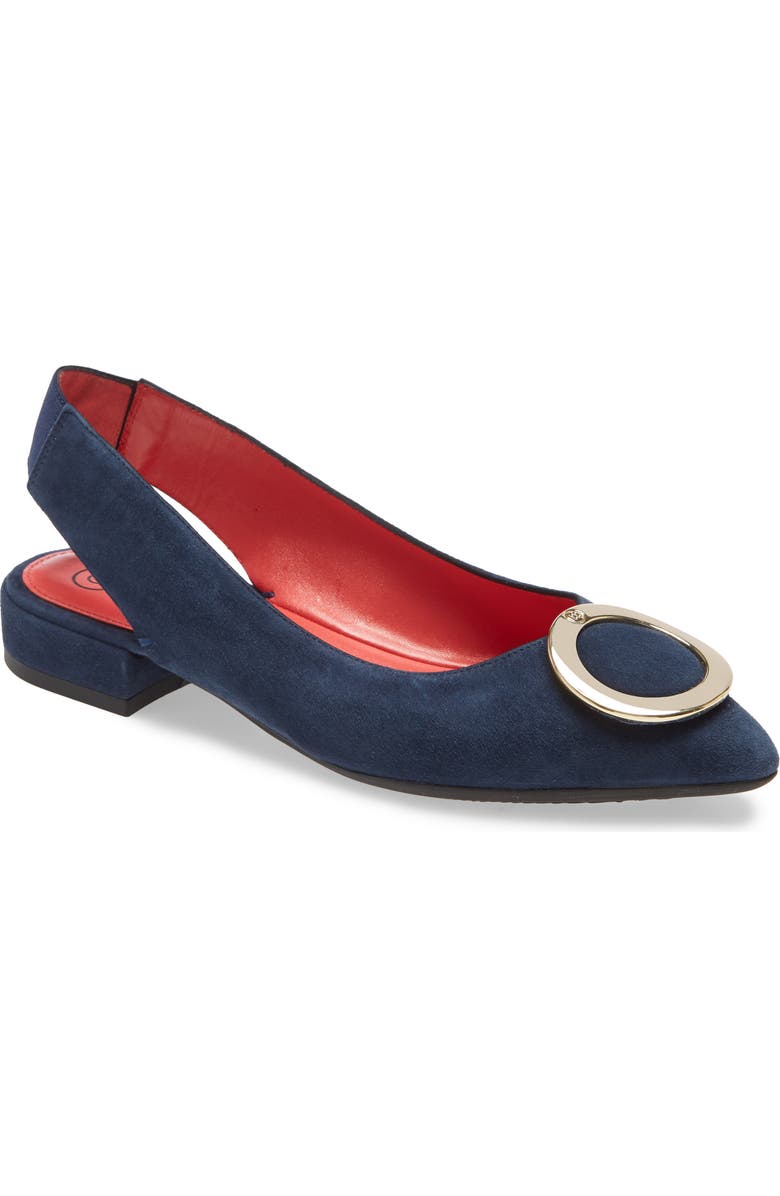Pas de Rouge Janet Slingback Pointy Toe Flat, Main, color,