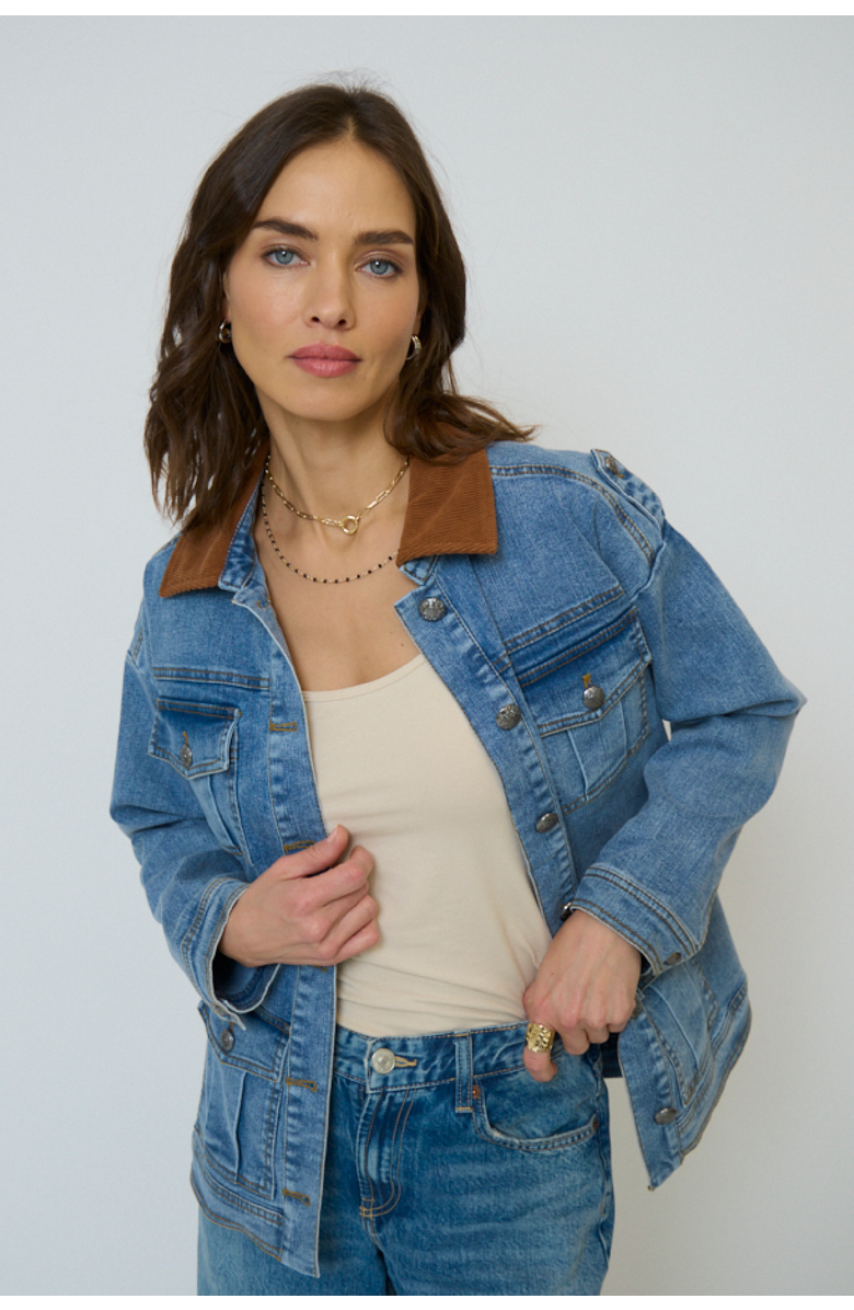 Central Park West Women's Dash Oversized Denim Jacket, Main, color, Denim