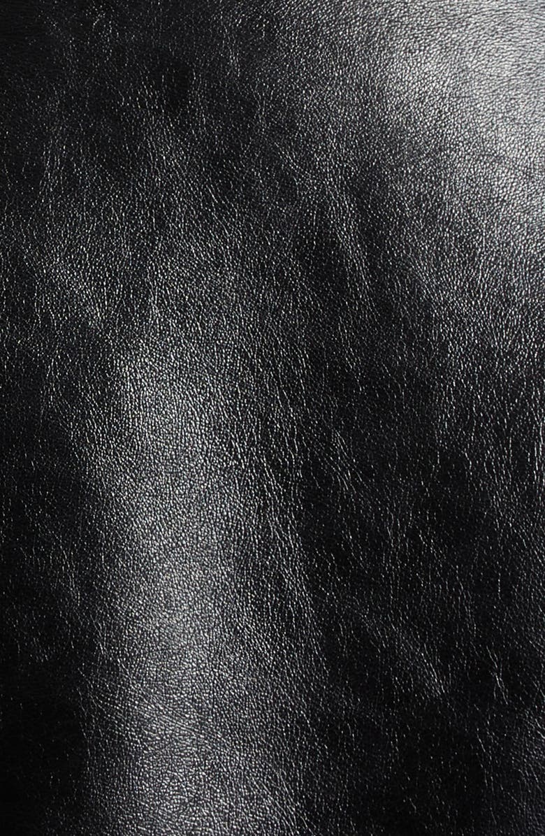 Stand Studio Fleur Faux Shearling Trim Crop Faux Leather Jacket, Alternate, color,