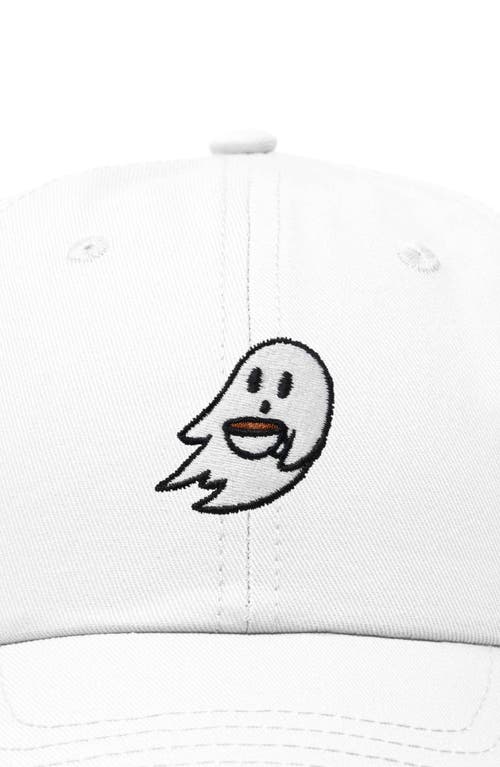 Dalix Coffee Ghost Embroidered Hat In White