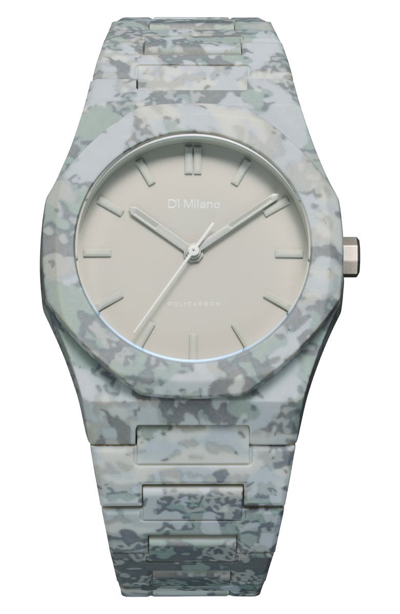 D1 Milano Camo Polycarbon Bracelet Watch, 40.5mm, Main, color, Grey Camo