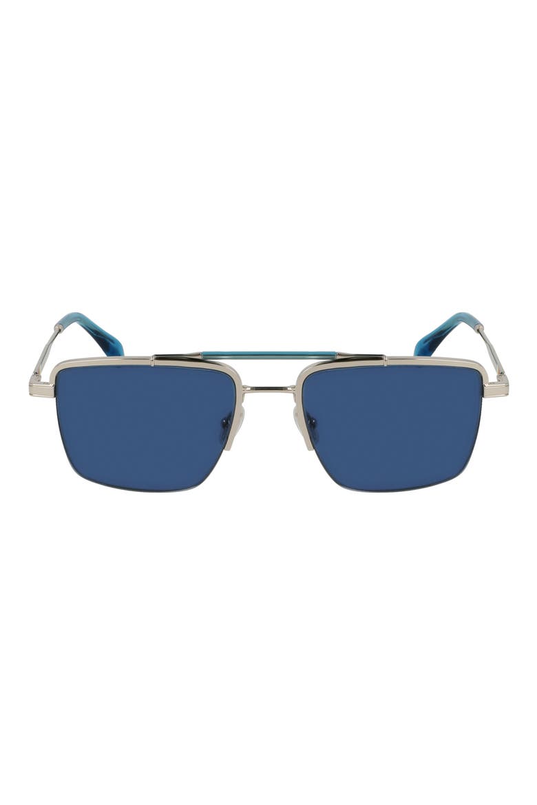 Landor 55mm Rectangular Sunglasses, Main, color, SILVER/ BLUE