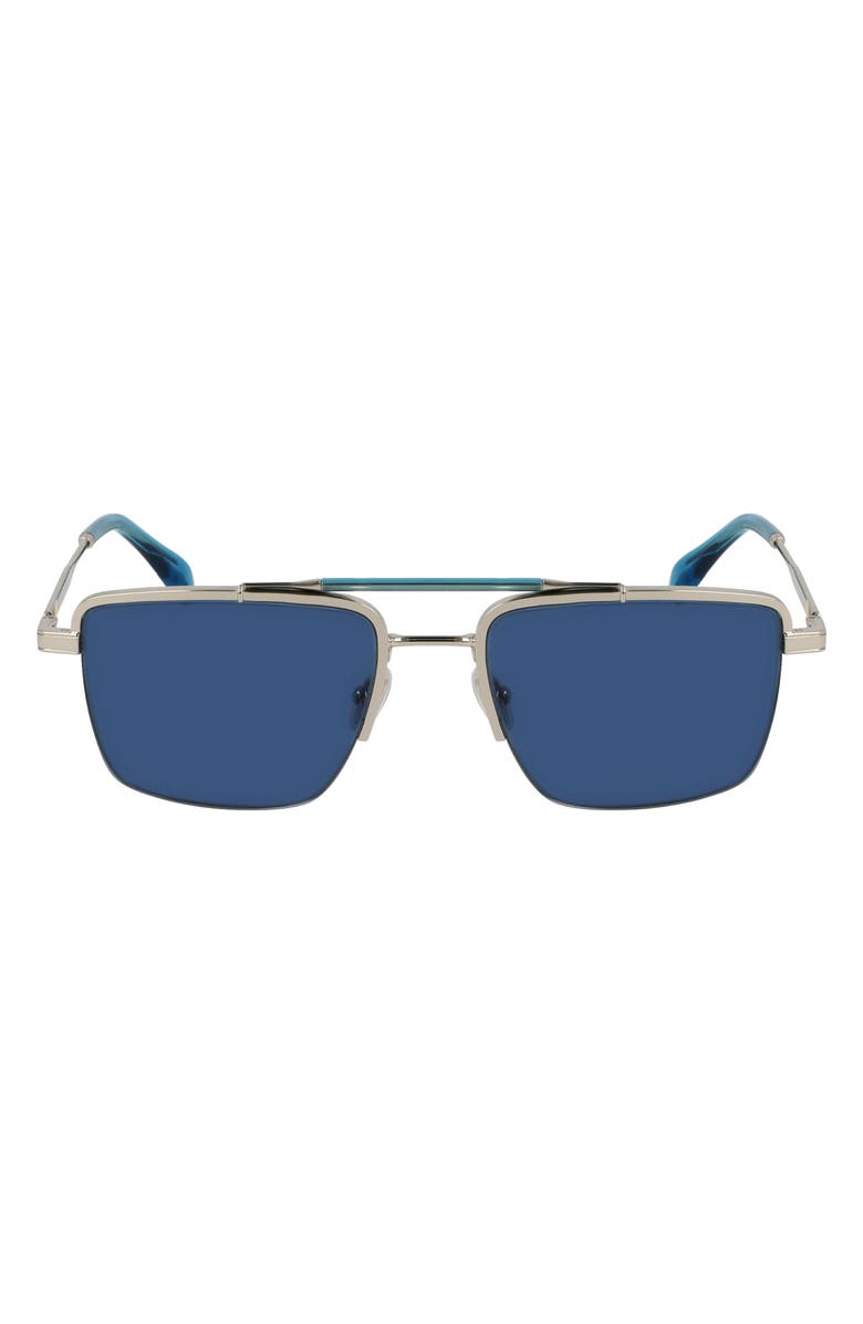 Paul Smith Landor 55mm Rectangular Sunglasses, Main, color, Silver/ Blue