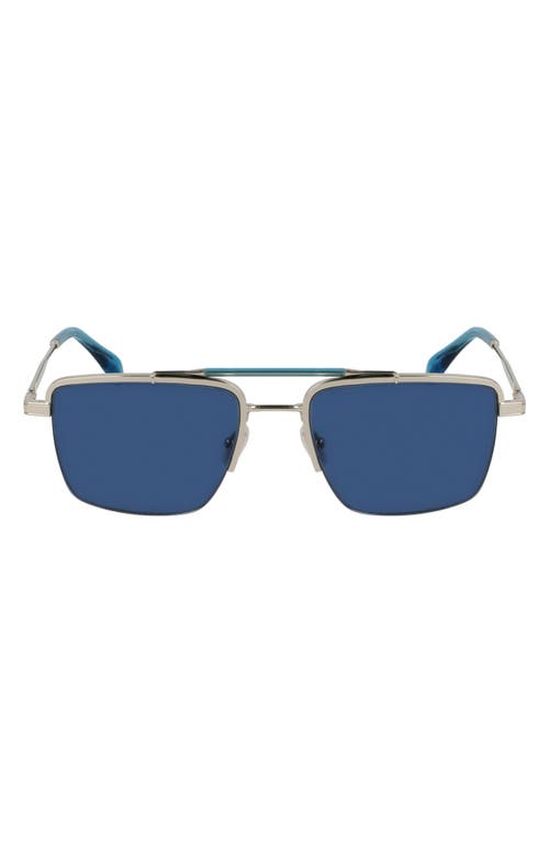 Paul Smith Landor 55mm Rectangular Sunglasses In Silver/blue