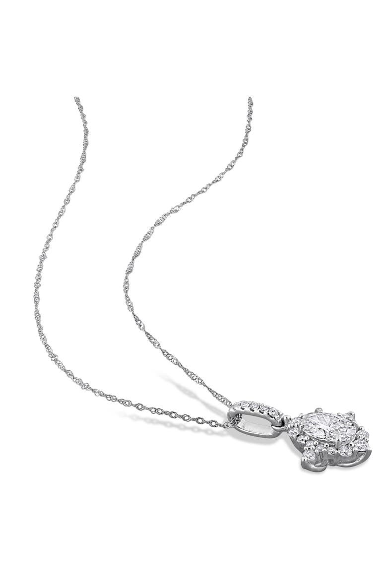 Lab-Grown Diamond Halo Pendant Necklace 14k, Alternate, color, White Gold