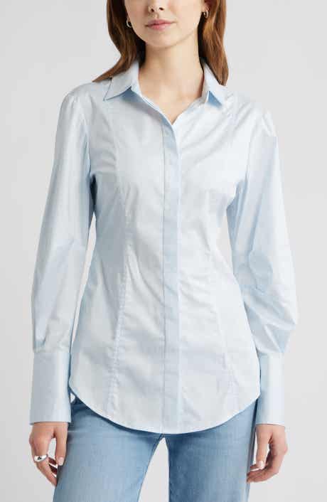 Open Edit Seam Detail Split Back Stretch Cotton Poplin Shirt