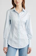 Open Edit Seam Detail Split Back Stretch Cotton Poplin Shirt