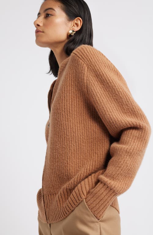 Nordstrom Saddle Shoulder Bomber Cardigan In Tan Thrush