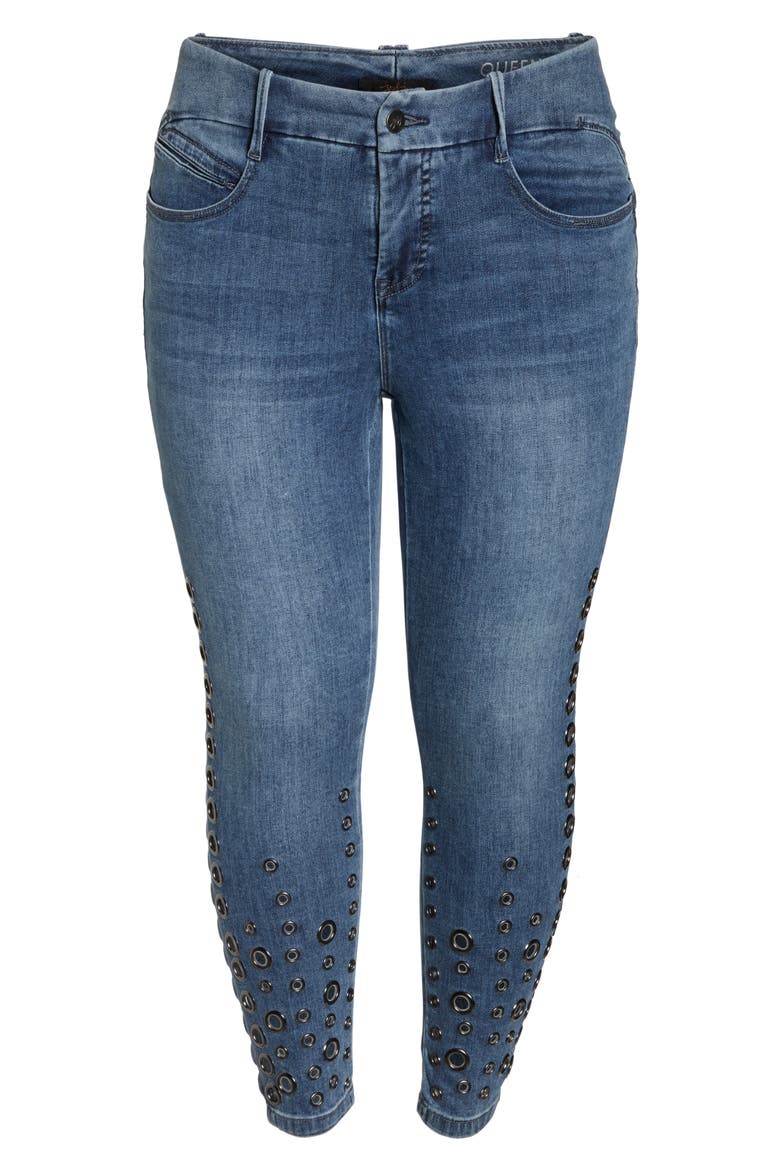 Grommet Ankle Skinny Jeans, Alternate, color, LONDON WASH