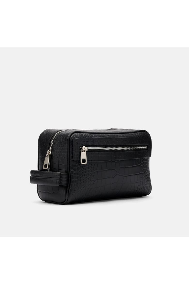 Croc-Embossed Calfskin Leather Dopp Kit, Alternate, color, Black Crocskin