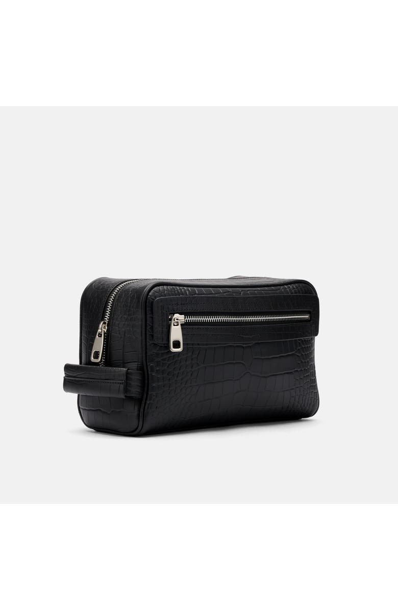 MARC NOLAN Croc-Embossed Calfskin Leather Dopp Kit, Alternate, color, Black Crocskin
