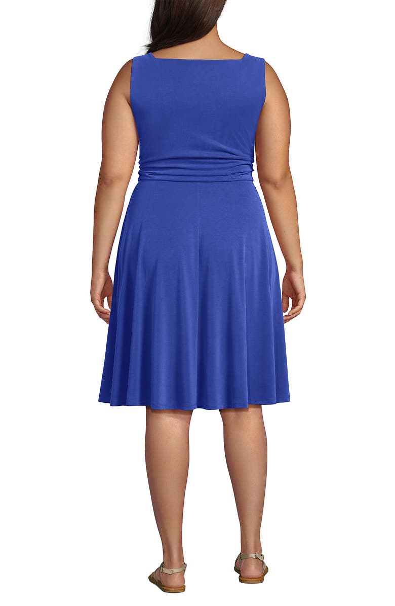 Lands' End Plus Size Cupro Fit and Flare Sleeveless Dress, Alternate, color, 