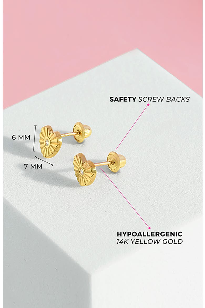 14k Heart Rays Earrings, Alternate, color, Gold