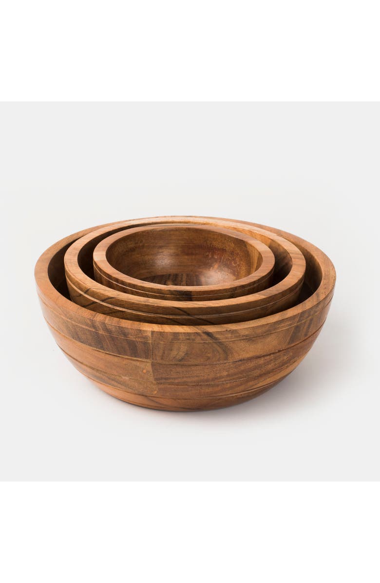 Mela Artisans Grava Acacia Wood Bowls, Main, color, Brown - Large