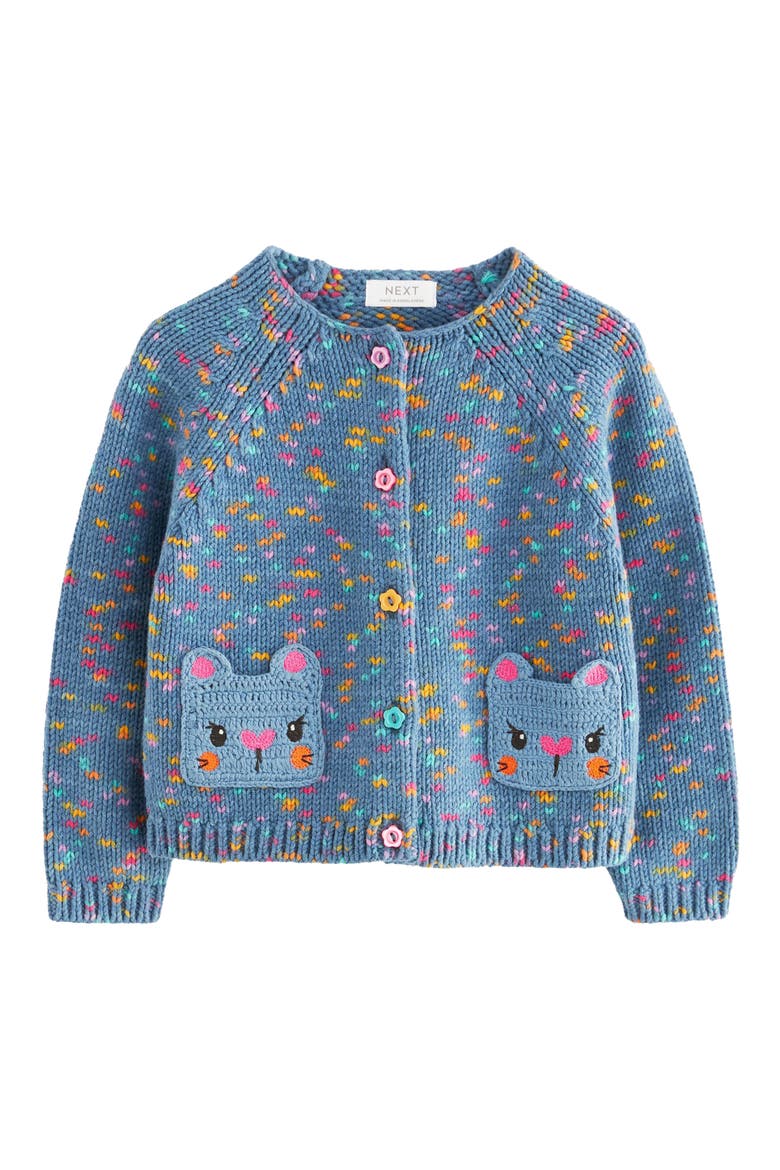 Kids' Cat Pocket Cardigan, Main, color, BLUE