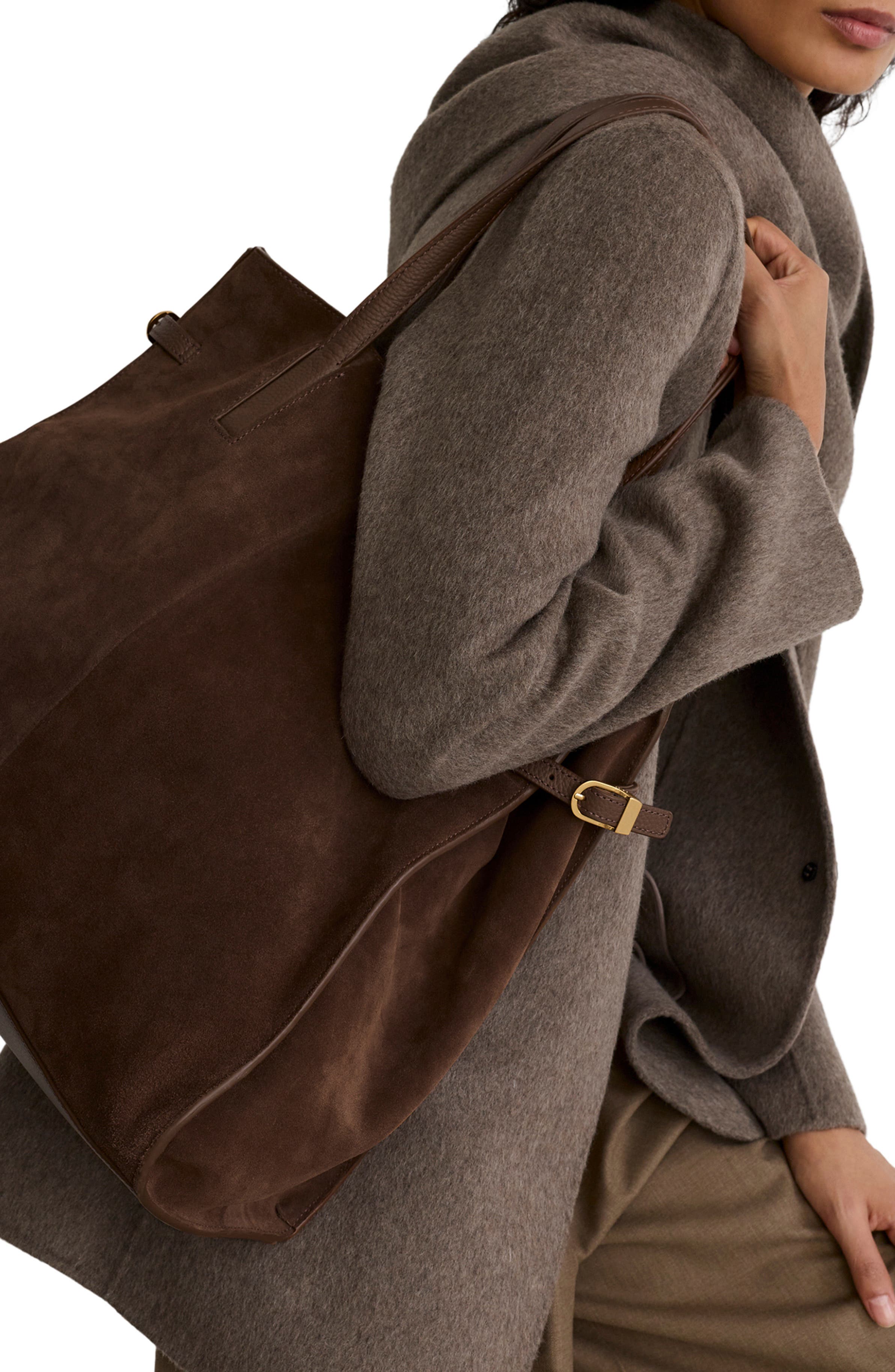 Indigo Oversize Suede Tote, Alternate, color, TAN