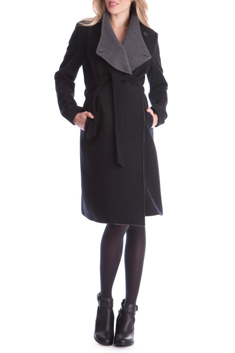 'Donatella' Maternity Jacket, Main, color, BLACK/ CHARCOAL