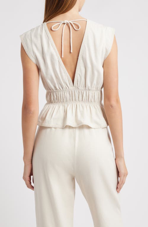 Wayf Clara Tie Front Linen Blend Top In White