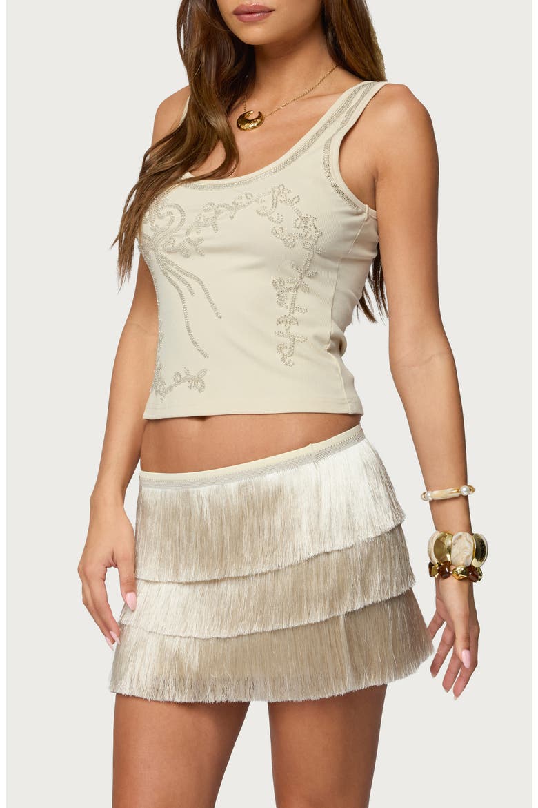 Taliah Beaded Scoop Neck Tank, Alternate, color, BEIGE