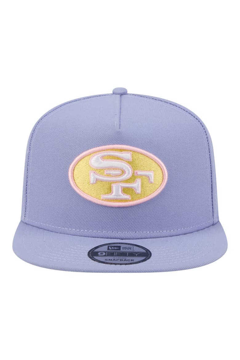 Men's New Era  Lavender San Francisco 49ers Bloom A-Frame 9FIFTY Snapback Hat, Alternate, color, Lavender