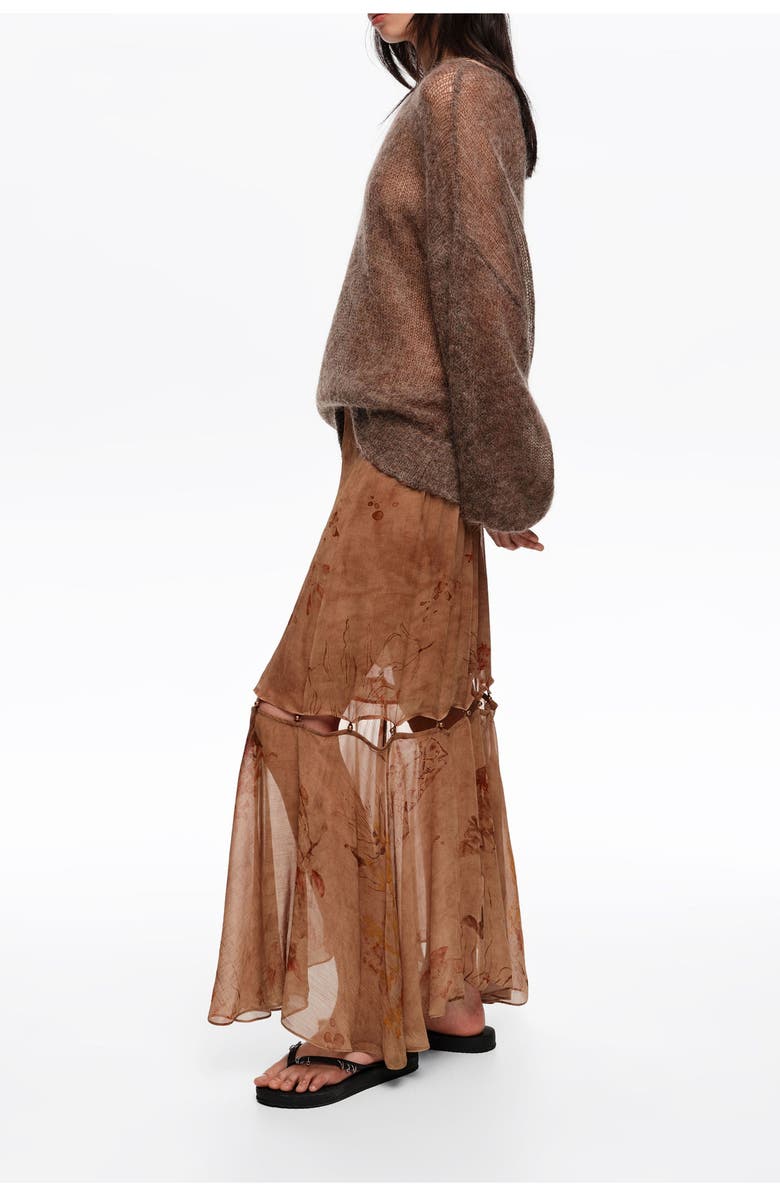 Bimba y Lola Flared Buttoned Skirt, Alternate, color, Underwater Garden